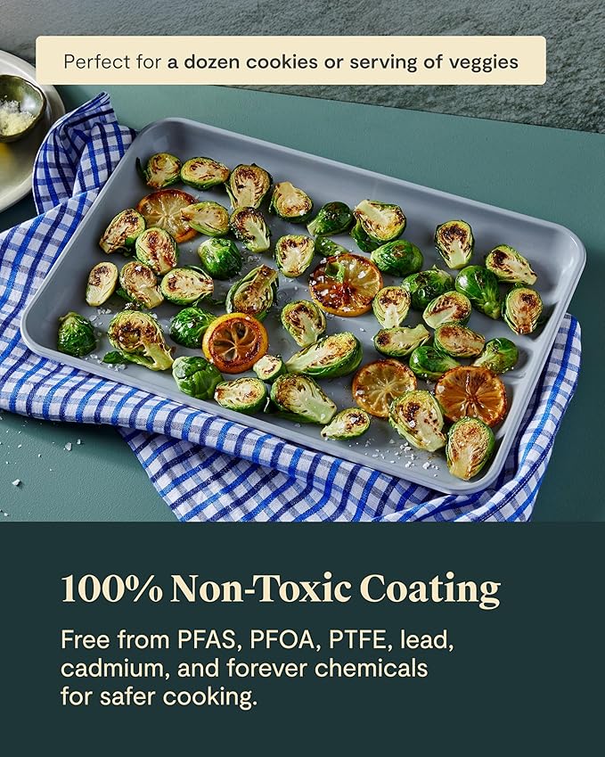 Caraway Non-Stick Ceramic Medium Baking Sheet - Naturally Slick Ceramic Coating - Non-Toxic, PTFE & PFOA Free - Perfect for Baking, Roasting, and More - Medium (15" x 10") - Perracotta