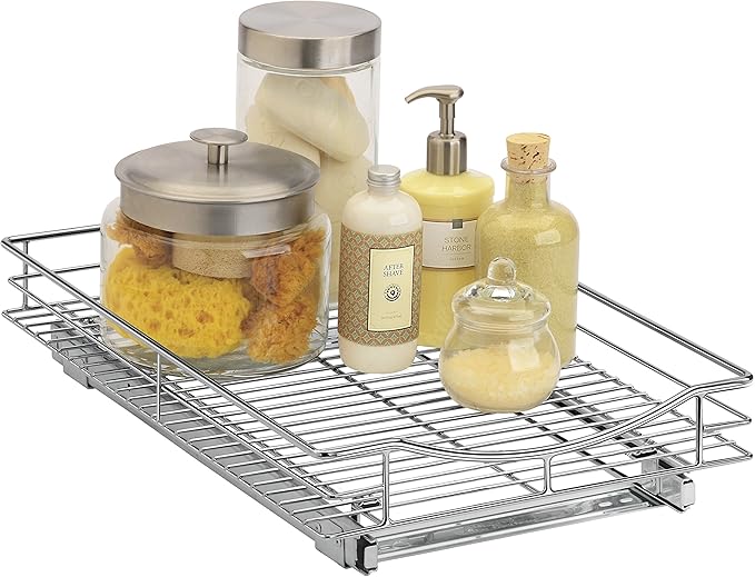 LYNK PROFESSIONAL® Pull Out Cabinet Organizer, 14" x 18" Slide Out Drawers for Kitchen Cabinets - Sliding Pull-Out Pantry Shelves – Home Shelf Organizers - Lifetime Ltd. Warranty, Chrome