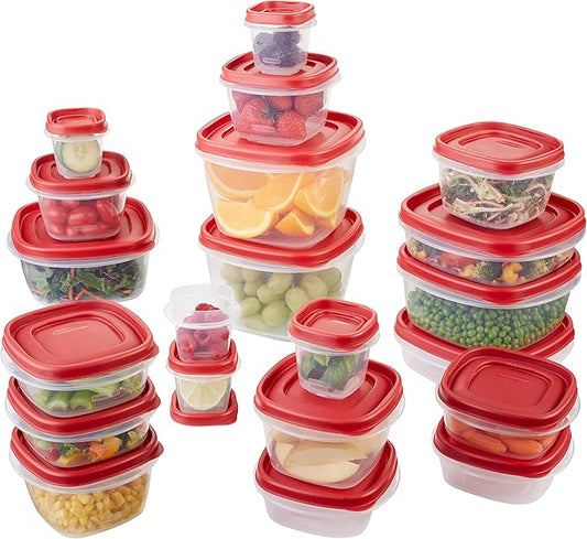 Rubbermaid Easy Find Lids Food Storage Containers, Racer Red, 42 Piece Set