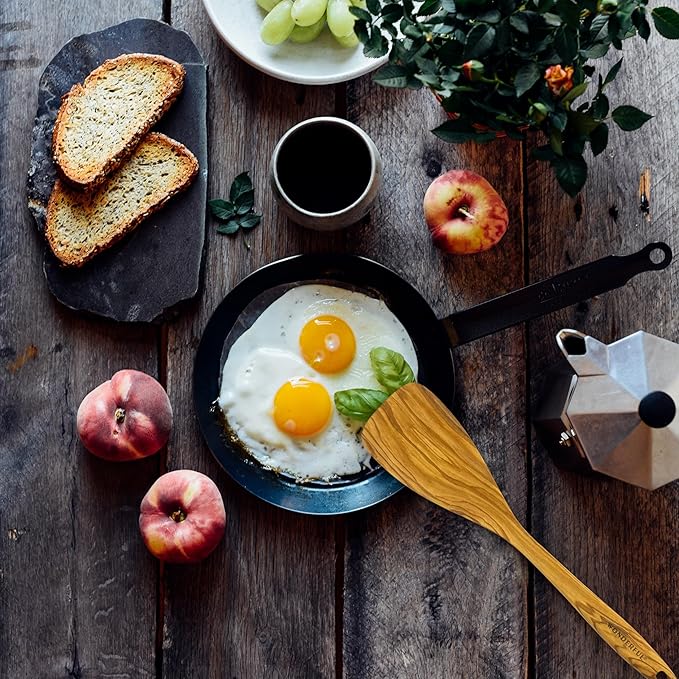 WONDERFUL 13.5 Inch Long Olive Wood Spatula/Turner for Cooking, Flat Frying Spatula Handmade for Kitchen Cookware, Non-Stick