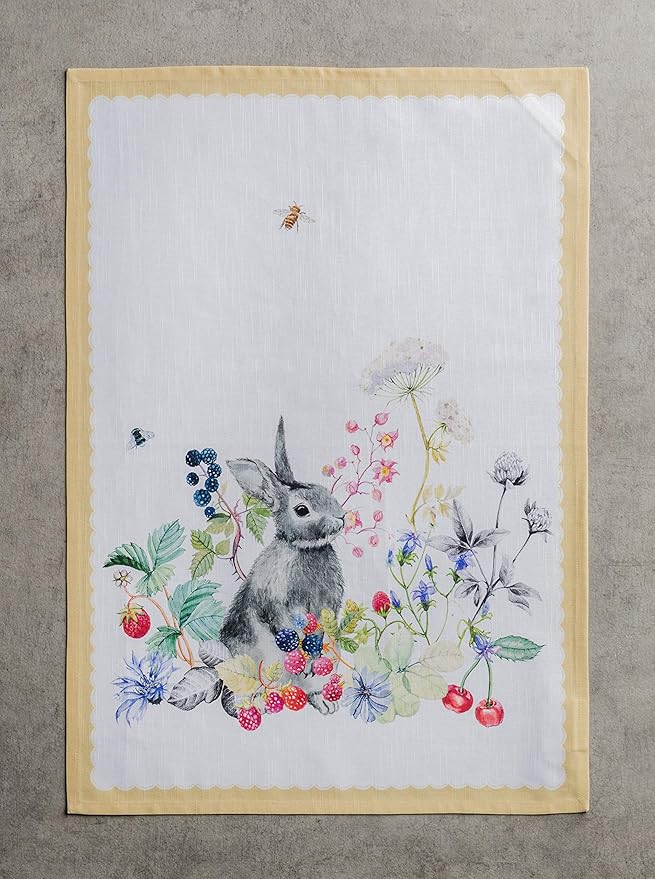 Maison d' Hermine Kitchen Towels Set of 3 100% Cotton 27.50" x 20" Reusable Cloth Tea Dish Towels Absorbent with Hanging Loop for Kitchen, Home, Dining, Cocktail Parties Spring/Summer (Printemps)