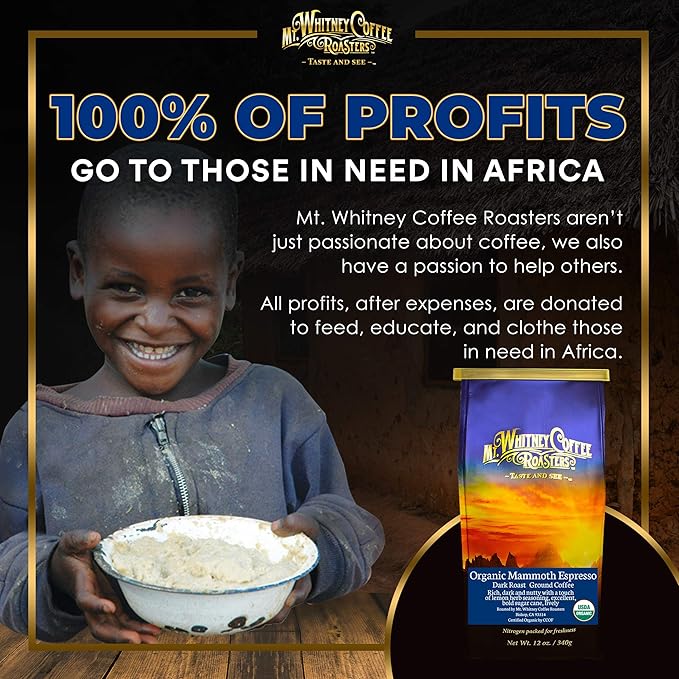 Mt. Whitney Organic Mammoth Espresso, Low Acid Coffee (Ground 12 Oz)