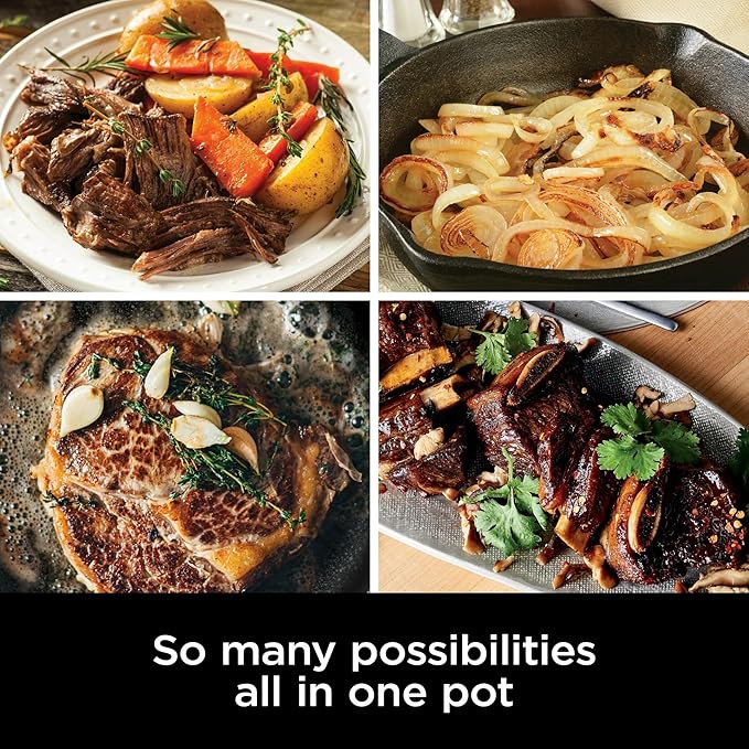 Ninja MC1000 Foodi PossibleCooker 8.5 Quart Multi-Cooker,with 4-in-1 Slow Cooker,Dutch Oven & More,Glass Lid & Integrated Spoon,Nonstick,Oven Safe Pot to 500°F,Cherry Tarte (Renewed)