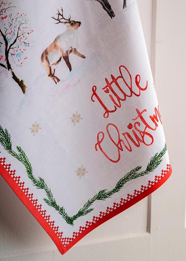 Maison d' Hermine Kitchen Towels Set of 3 100% Cotton 20" x 27.5" Reusable Cloth Tea Dish Towels Absorbent with Hanging Loop for Kitchen Dining Thanksgiving Christmas Decorations (Rural Christmas)