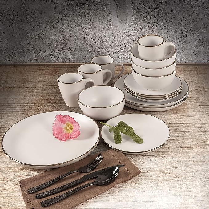 Gibson Elite Stonehenge 20-Piece Flatware Set, Service for 4 - Black w/Hammered Handle