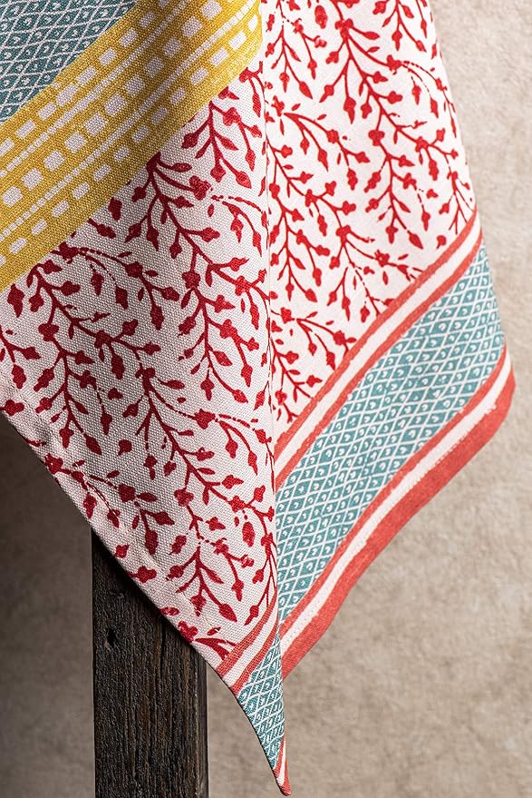 Maison d' Hermine Kitchen Towels Set of 3 100% Cotton 27.50" x 20" Reusable Cloth Tea Dish Towels Absorbent with Hanging Loop for Kitchen, Home, Dining, Cocktail Parties Spring/Summer (Marquise)