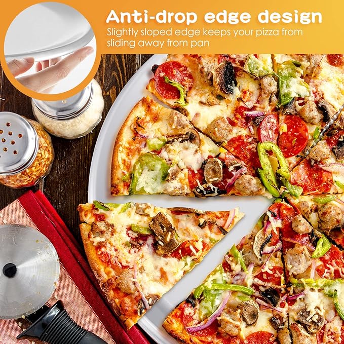 12 Pieces Pizza Pan Bulk Restaurant Aluminum Pizza Pan Set Round Pie Cake Plate Rust Free Cake Tray for Oven Baking Home Kitchen Restaurant Easy Clean(8 Inch)