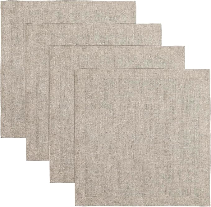 Solino Home Natural Placemats Set of 4-100% Pure Linen Placemats 14 x 14 Inch for Fall, Autumn, Thanksgiving, Christmas - Fete, Handcrafted and Machine Washable