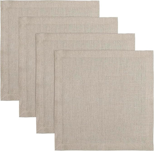 Solino Home Natural Placemats Set of 4-100% Pure Linen Placemats 14 x 14 Inch for Fall, Autumn, Thanksgiving, Christmas - Fete, Handcrafted and Machine Washable