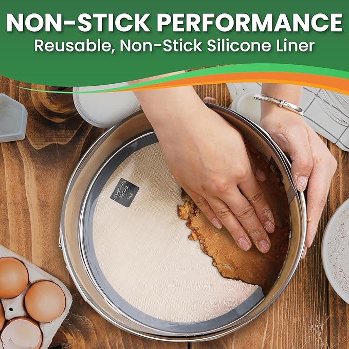 STAINLESS STEEL Springform Pan with REUSABLE Nonstick Silicone Liner - NON TOXIC Springform Pan for Cheesecake, 9 Inch Springform Ppan
