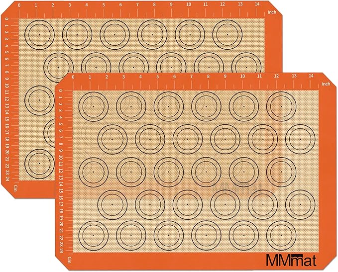 Silicone Baking Mat - Best German Silicone - Non Slip Silicone Baking Sheet, Non Stick Reusable Silicone Mats For Baking, Oven Liner, Counter Mat, 2 Half Sheets Macaron Baking Mats