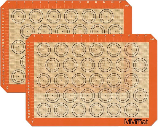 Silicone Baking Mat - Best German Silicone - Non Slip Silicone Baking Sheet, Non Stick Reusable Silicone Mats For Baking, Oven Liner, Counter Mat, 2 Half Sheets Macaron Baking Mats