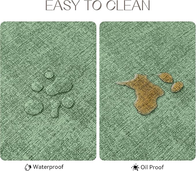 Romanstile Vinyl Placemats Set of 4-12 X 18 Inch - Heat Resistant Place Mats 100% Waterproof Oilproof Wipeable Reversible Faux Leather Table Mats for Kitchen/Dining/Party/Outdoor, Dark Green