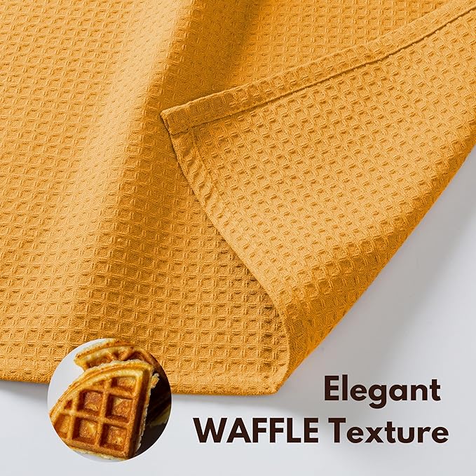 Native Fab 6 Pack Waffle Dish Cloths - 100% Cotton, Soft, Absorbent & Quick Drying Towels for Cleaning, Cooking & Baking - Great for Home, Restaurants, Cafes, Bars - Mustard Yellow