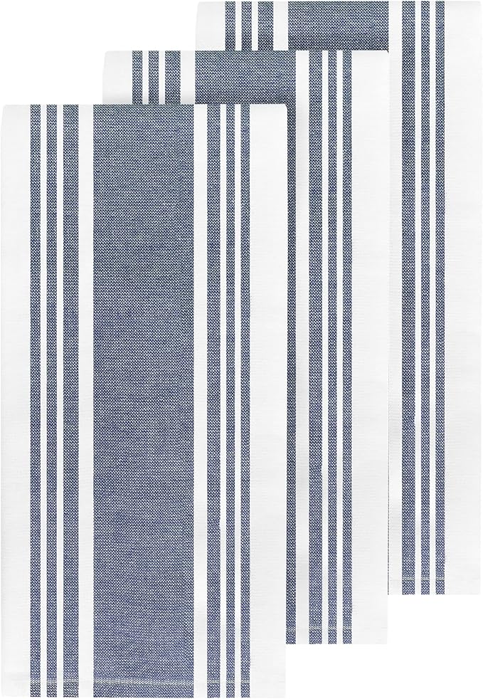 All-Clad Dual-Purpose Kitchen Towels: Highly Absorbent, Super Soft Long Lasting - 100% Cotton, 17"x30" Dish Towels for Cleaning & Drying Dishes, Pans, Glassware, or Countertops, (3-Pack), Indigo