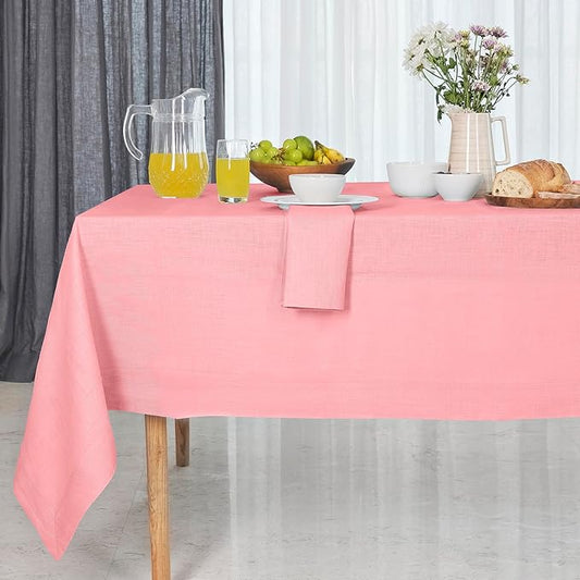 D'Moksha Homes Linen Square Tablecloth 60 x 60 Inch - 100% Pure Linen Dusty Pink Table Throw for Square Tables - Machine Washable Cloth Tablecloth for Fall, Autumn and Halloween