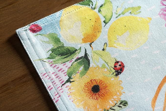 Maison d' Hermine Placemats Set of 4 100% Cotton Washable Cloth Place Mats, Reusable Table Mats for Kitchen Dining Decoration, Party, Wedding, Restaurant Spring/Summer (Jardin D'Ete - Mint, 13" x 19")