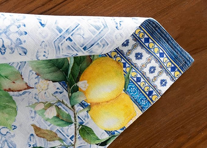 Maison d' Hermine Placemats Set of 4 100% Cotton Washable Cloth Place Mats, Reusable Table Mats for Kitchen Dining Decoration, Party, Wedding, Restaurant Spring/Summer (Citrus, 13" x 19")