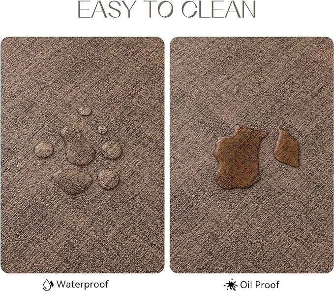 Romanstile Vinyl Placemats Set of 4-12 X 18 Inch - Heat Resistant Place Mats 100% Waterproof Oilproof Wipeable Reversible Faux Leather Table Mats for Kitchen/Dining/Party/Outdoor, Brown