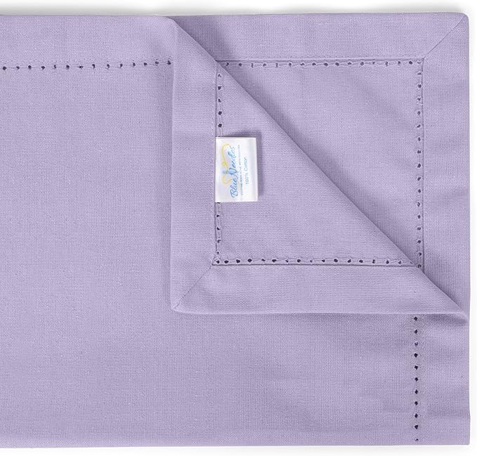Blue Needles Set of 12 Hemstitch Linen Napkins 100% Cotton Lavender Cloth Dinner Napkins 18x18 inches, Soft, Reusable, Absorbent, Washable, Ideal for Fall Thanksgiving Events, Parties & Everyday Use