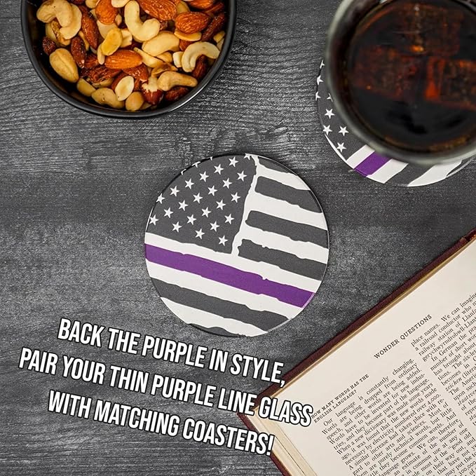 Blue Ridge Mountain Gifts - Thin Purple Line Pint Glass - Personalized Security Professional Glass, Security Officer Appreciation, Purple Line Merch, Custom Barware, The Thin American Flag
