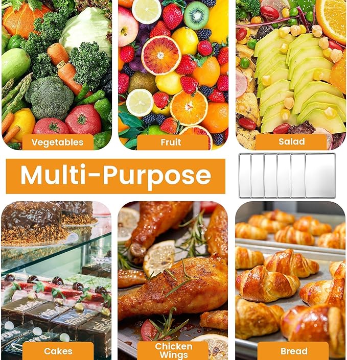 12 Pack Half Size Baking Sheet Pan, Aluminum Commercial Cookie Sheet Pan, Durable & Anti-Stick 18”x 13”