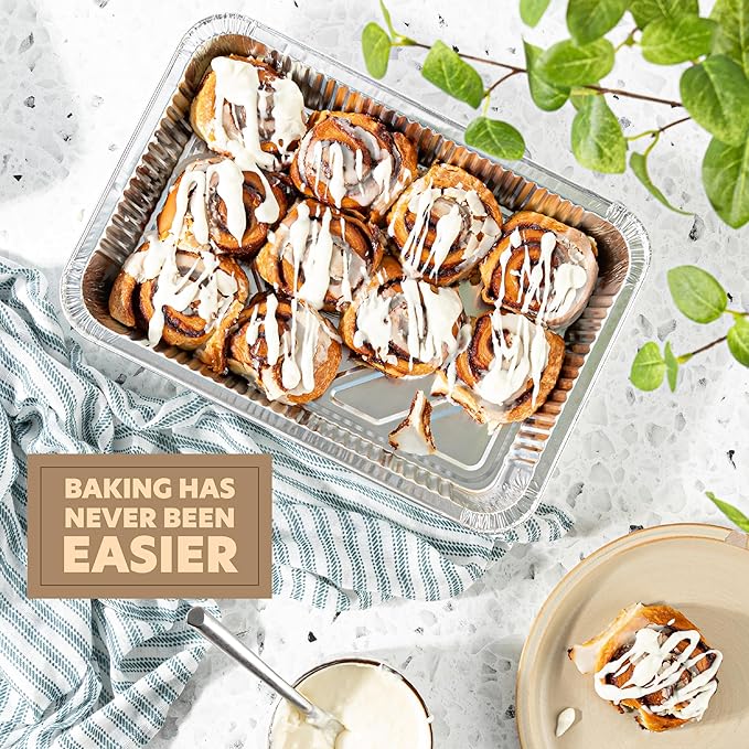 PLASTICPRO 10 Pack Aluminum Pans 12.5'' x 9" Disposable Pans with Covers Heavy Duty 4 lb Foil Pans for Baking and Cooking