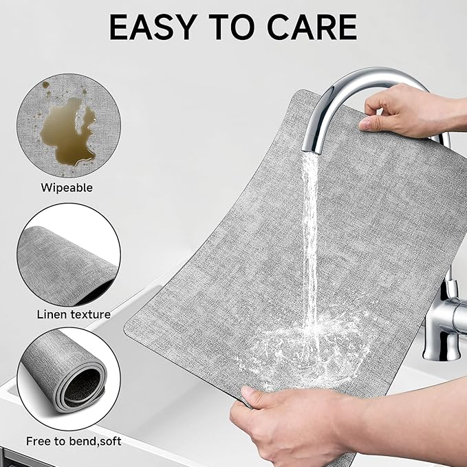 Faux Leather Vinyl Placemats Set of 4 Wipeable Heat Resistant Place Mats 100% Washable - Waterproof - Anti Slip Reversible Table Mats for Kitchen/Dining/Party, 12" x 16.5", Smokey Grey & Dark Grey