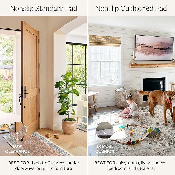 RUGGABLE Washable Vintage Runner Rug – Kamran Ivory Opal 2.5x7, Stain-Resistant, Non-Slip Hallway Runner – Machine Washable Rug for Hallway, Entryway, Living Room & Kitchen–with Cushioned Pad