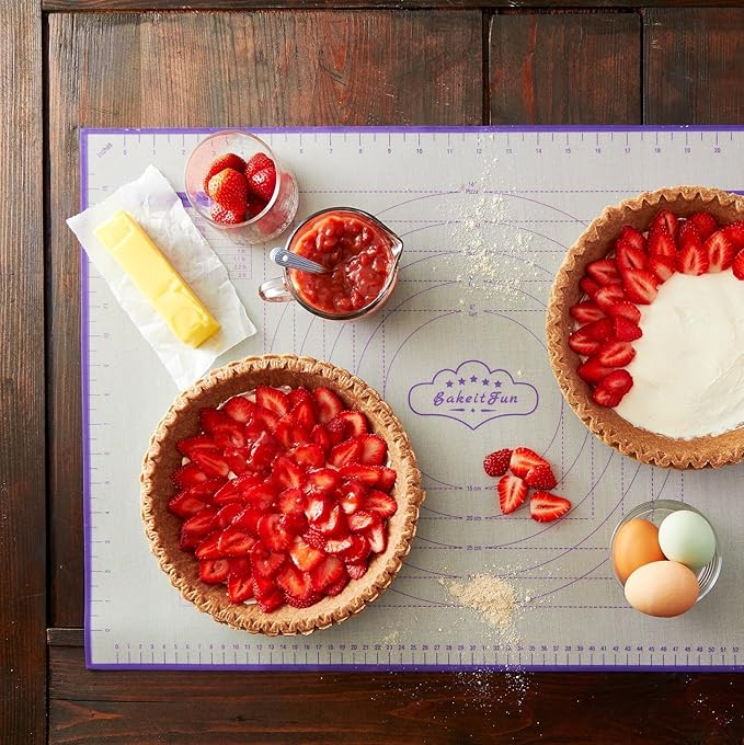 Silicone Pastry Mat Large, Nonstick Rolling Mat with Measurement Markings in Inches and Centimeters, Conversion Charts, BPA Free, Dishwasher Safe, Heat Resistant to 450°F