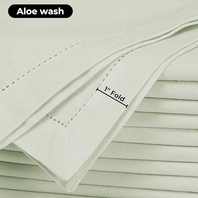 Bedding Craft Cotton Cloth Dinner Napkins Set of 12 – 18x18 Aloe Wash Finish with Hemstitched Corners – Machine Washable Fabric Napkins for Weddings, Parties & Dining