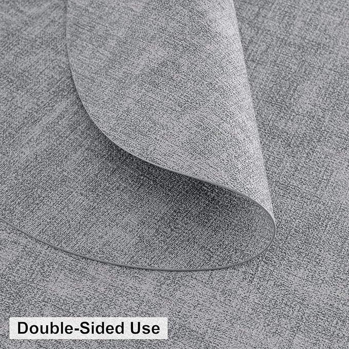 homing Round Faux Leather Placemat and Coaster 4 Packs, Washable Heat Resistant Dining Place Mats, Wipeable Double-Sided Table Mats for Indoor and Outdoor, Diameter 13 and 3.93 inch, Light Grey