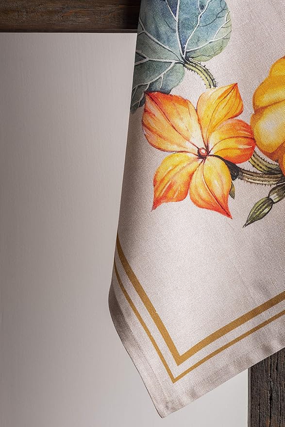 Maison d' Hermine Kitchen Towels Set of 3 100% Cotton 20" x 27.5" Reusable Cloth Tea Dish Towels Absorbent with Hanging Loop for Kitchen Dining Thanksgiving Christmas Decorations (Potiron)