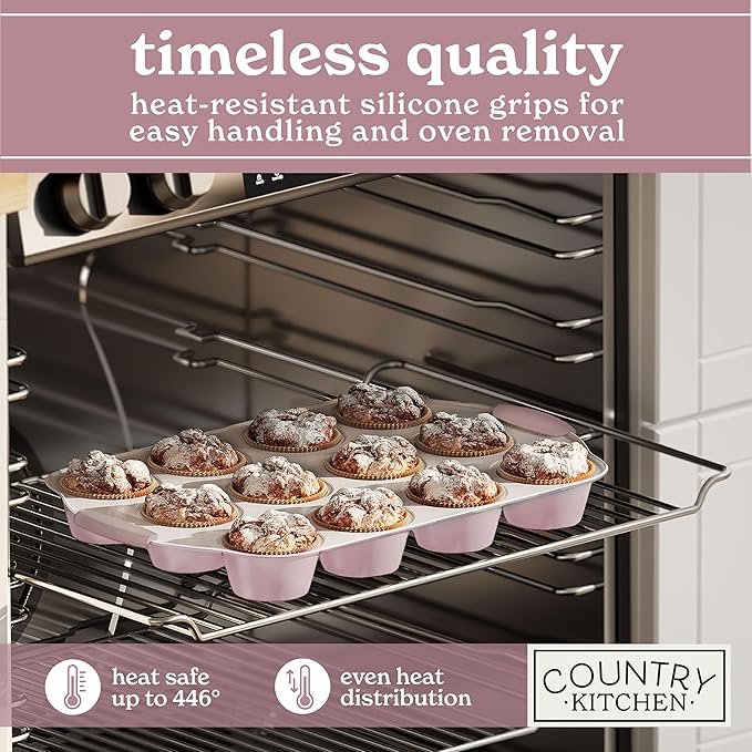 Country Kitchen Nonstick Stackable Bakeware Set - Durable, Easy Release Baking Set- 22 Pc. Includes Silicone Muffin Cups