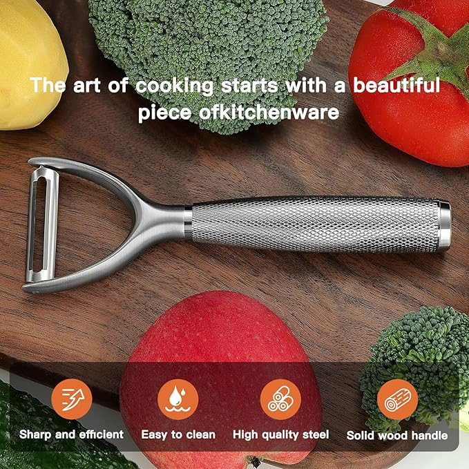 KULUNER Y-Type Vegetable Peeler, Silver Chrome Finish, 304 Stainless Steel Blade, Ultra Sharp Potato Peeler for Apples, Carrots, Heavy Duty Kitchen Peeler