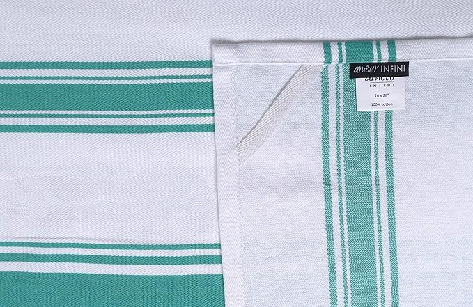 AMOUR INFINI Cotton Kitchen Towels - Set of 4 Highly Absorbent, Ultra Tea Towel with Hanging Loop, 20x28 Inch Quick Drying Dish Cloths for Cleaning Dishes (Turquoise)