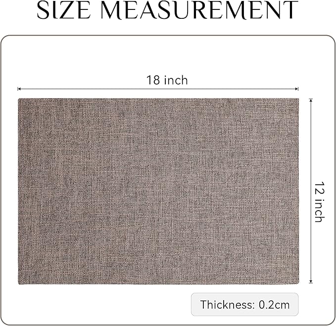 Softalker Faux Linen Placemats Set of 6-12 x 18 Inch, Heat Resistant Double Layered Durable Burlap Farmhouse Place Mats, Non-Slip Washable Rustic Table Mats for Dining, Kitchen, Party,Natural Linen
