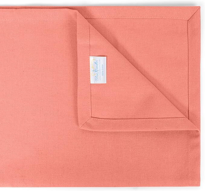 Blue Needles Solid Cloth Napkins Set of 12 Salmon 100% Cotton Dinner Napkins 18x18 inches - Soft, Reusable, Absorbent & Washable Fall Thanksgiving Linen, Ideal for Events, Parties & Everyday Use
