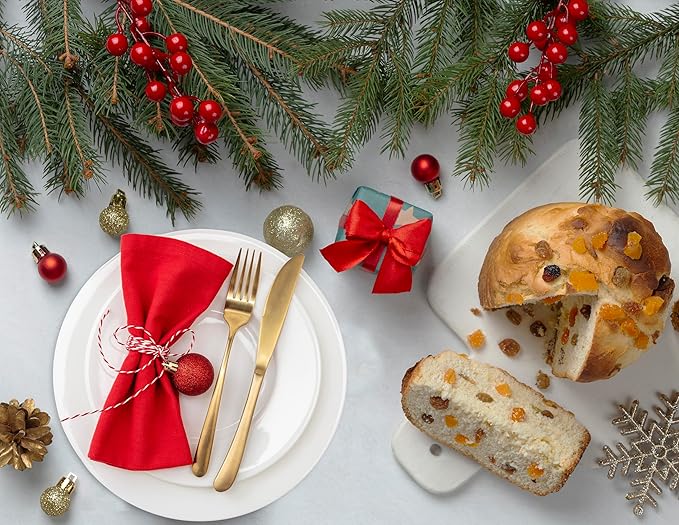 Ruvanti Cloth Napkins Set of 12, 18x18 Inches Napkins Cloth Washable, Soft, Durable, Absorbent, Cotton Blend. Table Dinner Napkins Cloth for Hotel, Weddings, Dinner, Christmas Parties - Red