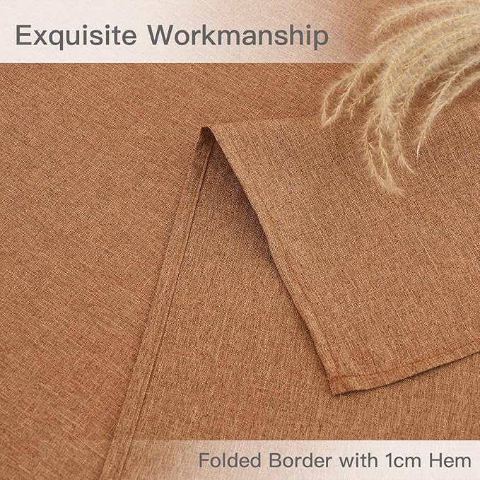 maxmill Linen Textured Harvest Tablecloth Water Resistant Wrinkle Free Spill-Proof Wipeable Fabric Table Cloth for Fall Harvest Thanksgiving Parties Dinner Decoration, Rectangle 60 x 84 Inch Amber