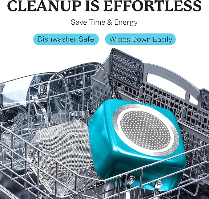 Gotham Steel 20 Piece Pots and Pans Set Nonstick Cookware Set, Pot and Pan Set, Kitchen Cookware Sets, Ceramic Cookware Set, Ceramic Pots and Pans Set, Pot Set, Dishwasher Safe, Aqua Blue