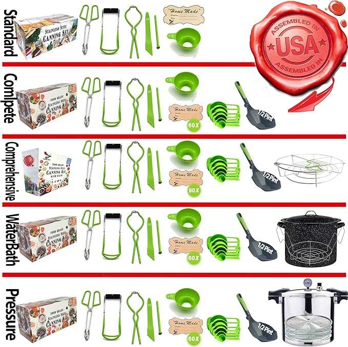 Supa Ant Canning Supplies - Water Bath Canning Pot with Rack & Lid - Starter Kits Set for Beginners - Stainless Steel Water Bath Canner Kit & Rack - Rack, XL Ladle, Measuring Cups, Kitchen Funnel