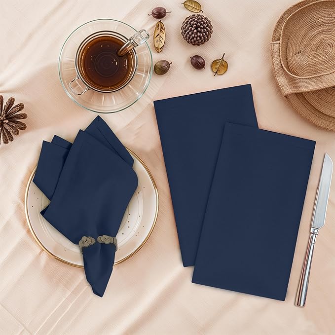 Ruvanti Cloth Napkins Set of 6, 18x18 Inches, 100% Cotton, Washable, Soft & Absorbent, Perfect for Wedding, Christmas, ‎Thanksgiving Dinners - Pageant Blue
