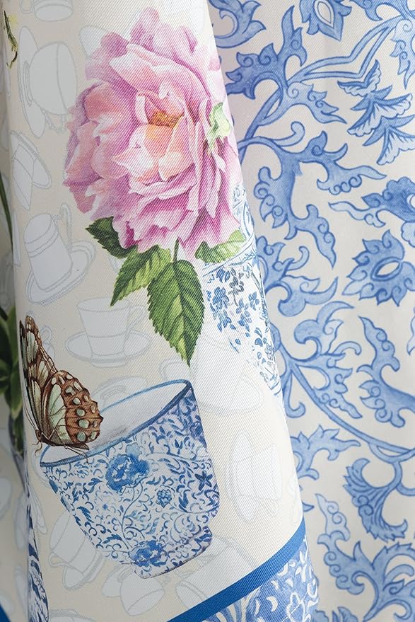 Maison d' Hermine Kitchen Towels Set of 3 100% Cotton 27.50" x 20" Reusable Cloth Tea Dish Towels Absorbent with Hanging Loop for Kitchen, Home, Dining, Cocktail Parties Spring/Summer (Canton)