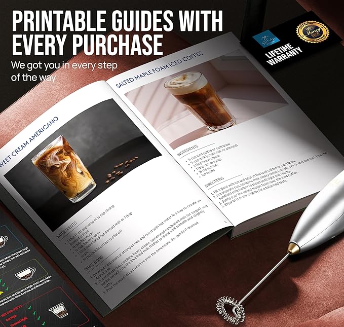 Zulay Kitchen Executive Series Luxury Gift Milk Frother with 4 Duracell Batteries – Handheld Electric Foam Maker for Coffee, Lattes & Hot Chocolate – Deluxe Finish, Ultimate Gift for Coffee Lovers