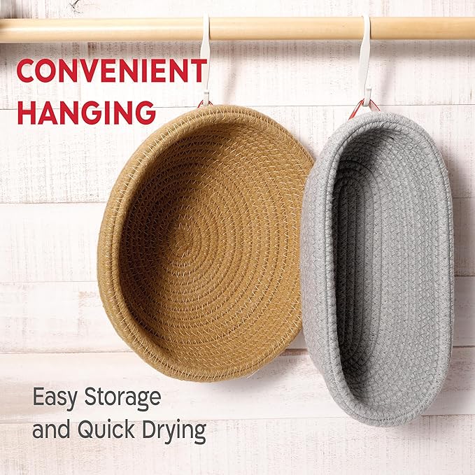 KneadAce Cotton Rope Banneton Bread Proofing Basket Set, Oval & Round Bread Baskets with Liners & Covers for Artisan Bread Baking, Sourdough Bread Baking Supplies