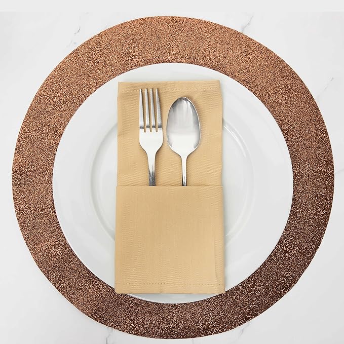 Kitchen Cloth Napkins 12 Pack 18X18 Inch Cotton and Polyester Blend Linen Dinner Table Napkin Set Washable Reusable for Restaurant Wedding Holiday Dinner Party Bulk Fabric Napkins (Beige) by PERLLI