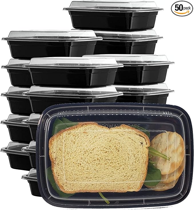 50 sets Rectangle 24oz Meal Prep Containers with lids Microwavable Food Container Plastic BPA Free Rectangle