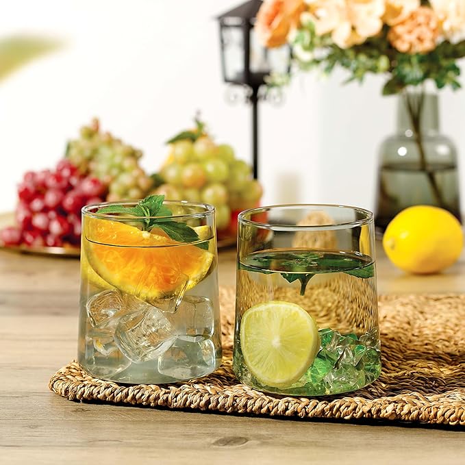 Smokey Grey Glass Tumbler Set of 4 – 16.5 oz Borosilicate Glassware – Durable, Lead-Free, Dishwasher Safe – Modern Grey Drinking Glasses for Home