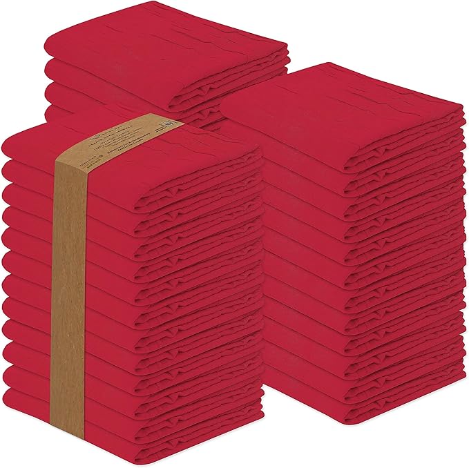 RUVANTI Flour Sack Towels 36 Pack 28x28 Inch, 100% Cotton Tea Towel, Reusable, Machine Washable, Absorbent BarTowels - Dish Cloth Perfect for Drying Dishes & Cleaning - Red